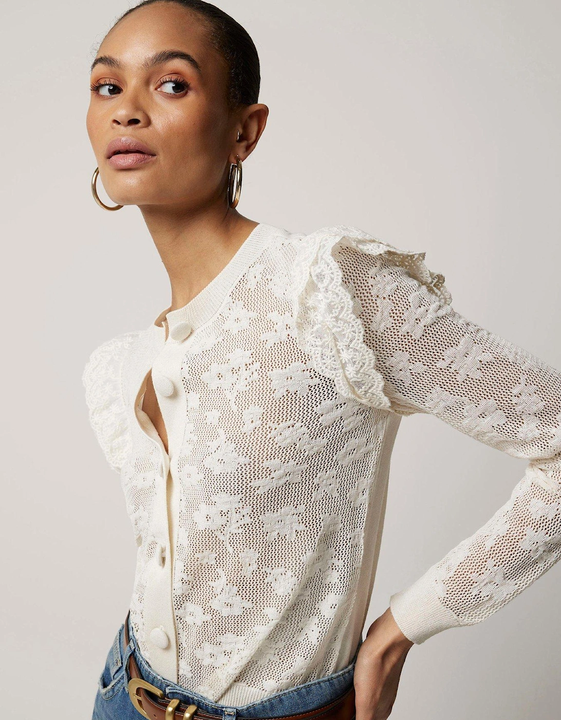 Floral Lace Frill Cardigan, 2 of 1
