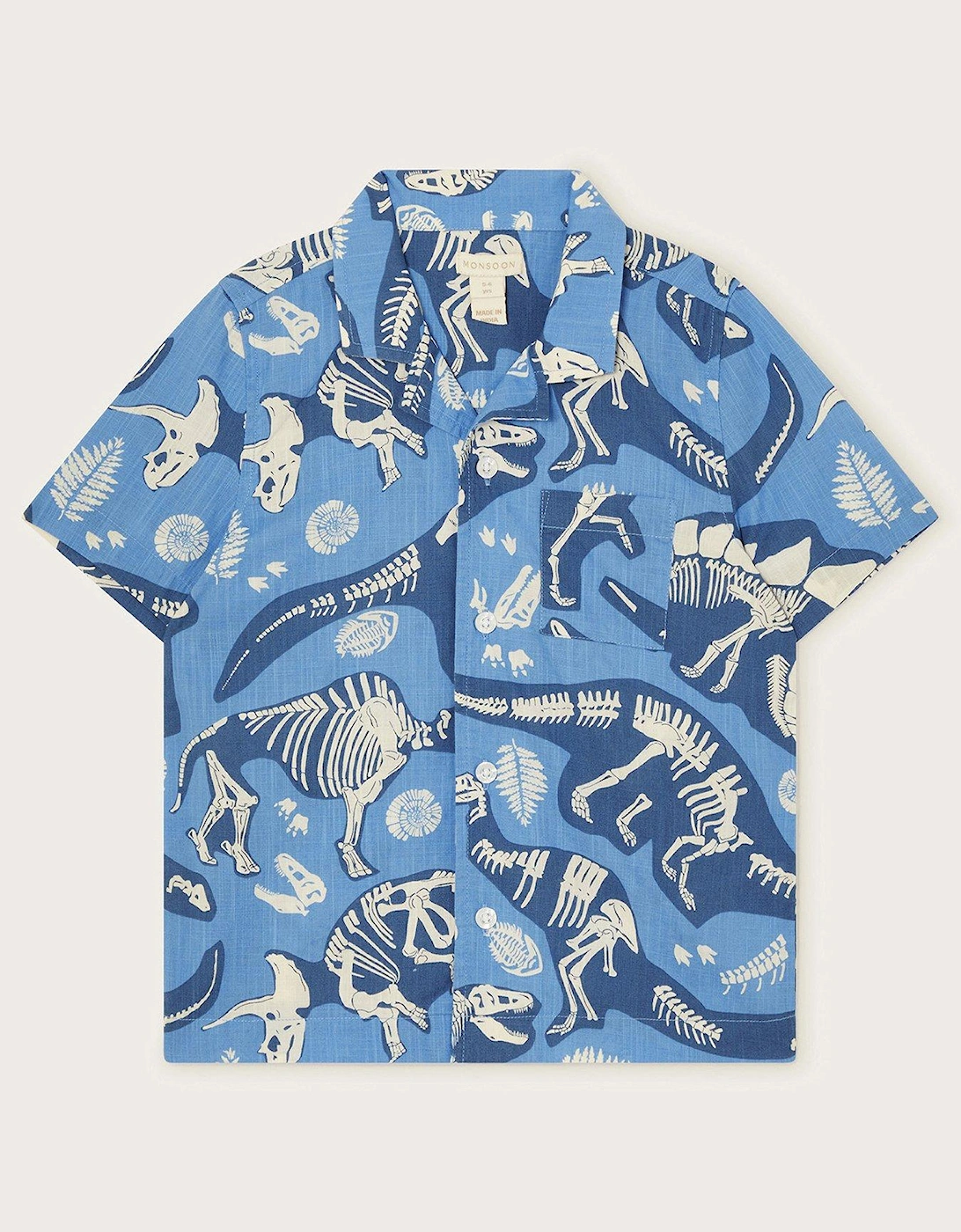 Boys Dinosaur Bone Short Sleeve Shirt - Blue, 2 of 1
