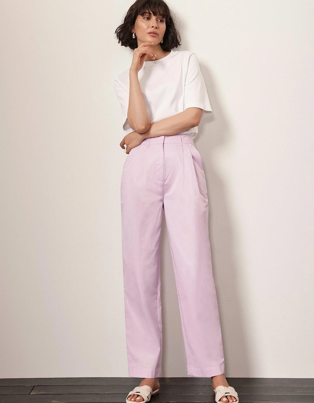 Lilac Cotton Blend Trouser, 2 of 1