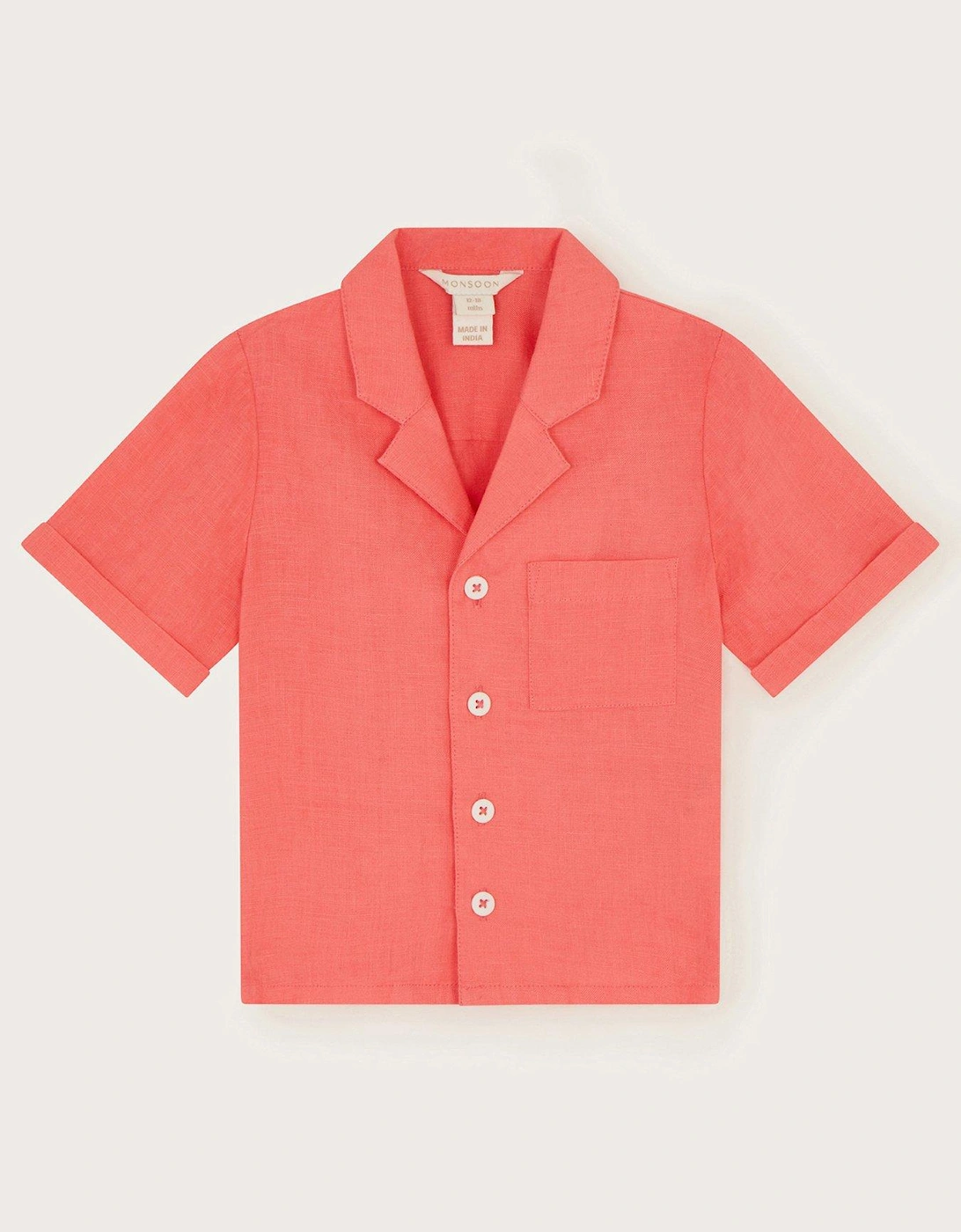 Boys Relaxed Linen Short Sleeve Shirt - Coral, 2 of 1