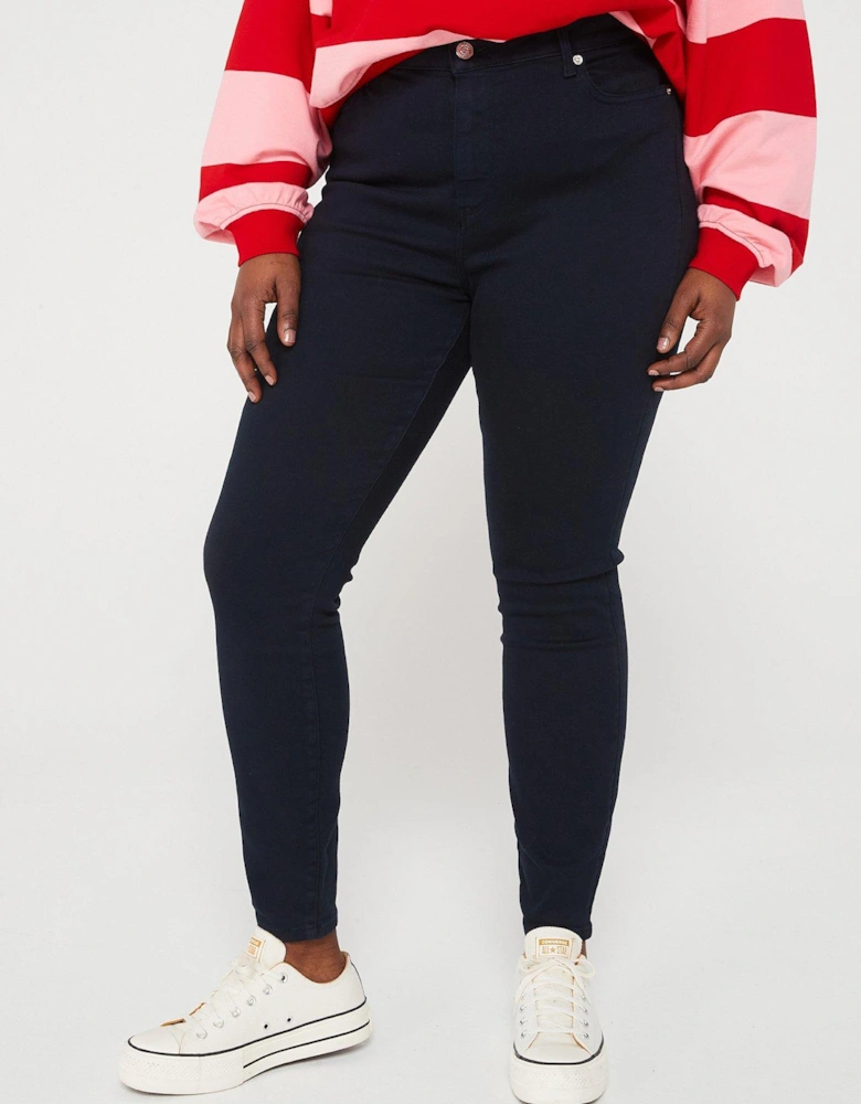 Plus Size High Waisted Skinny Jeans - Navy