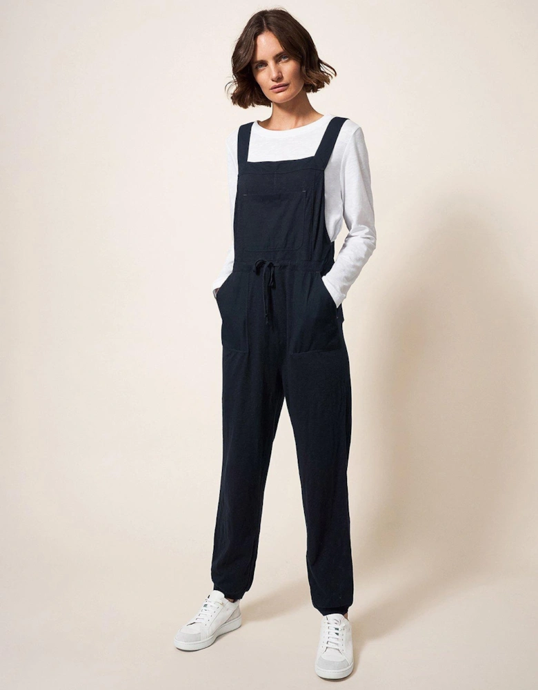 Daphne Jersey Dungaree - Black