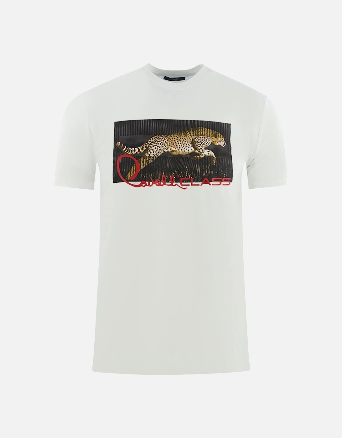 Cavalli Class Boxed Leopard Logo White T-Shirt, 3 of 2