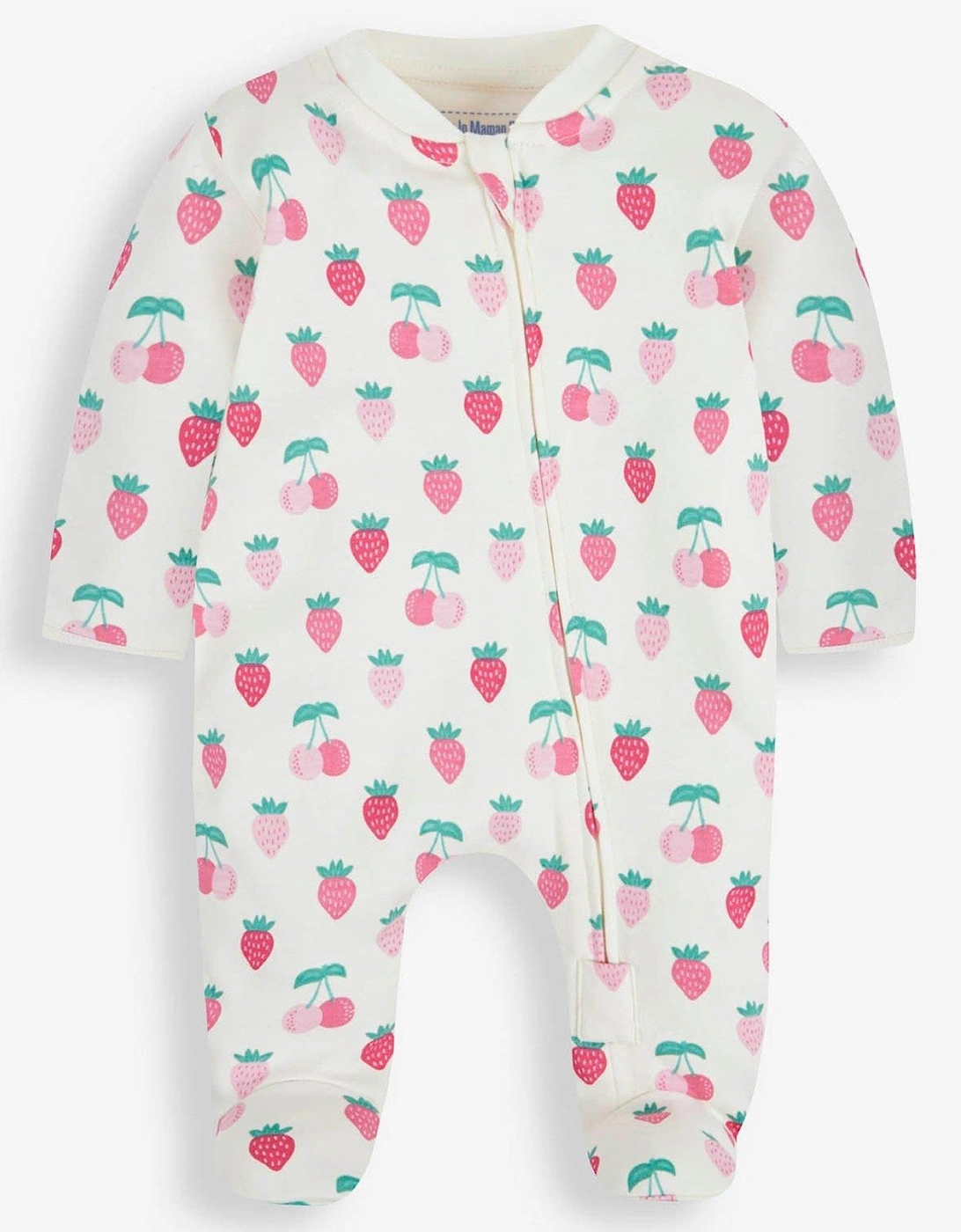 Girls Fruit Print Zip Sleepsuit - Cream, 3 of 2