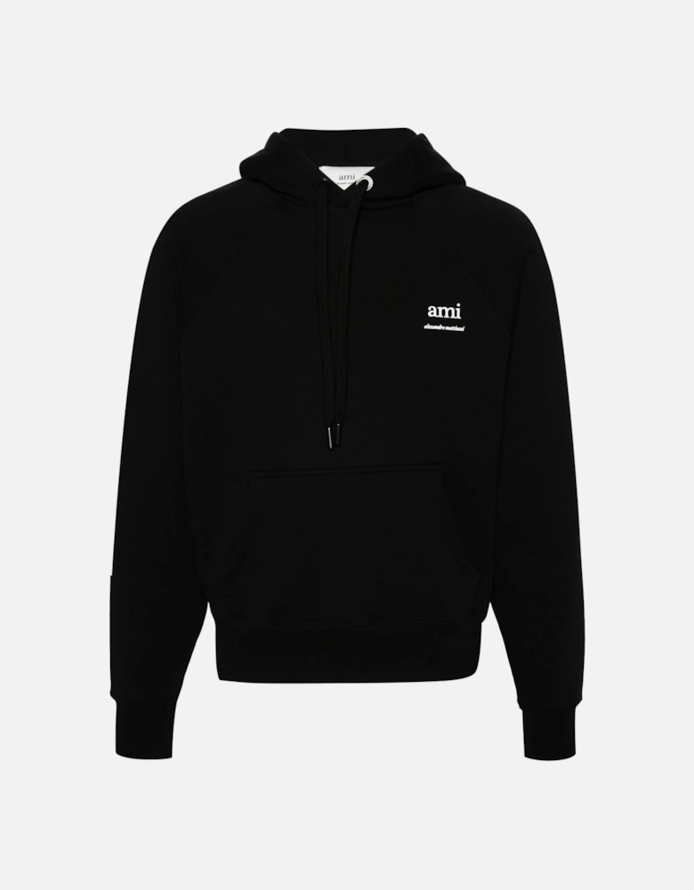 Branded Cotton Hooded Top Black