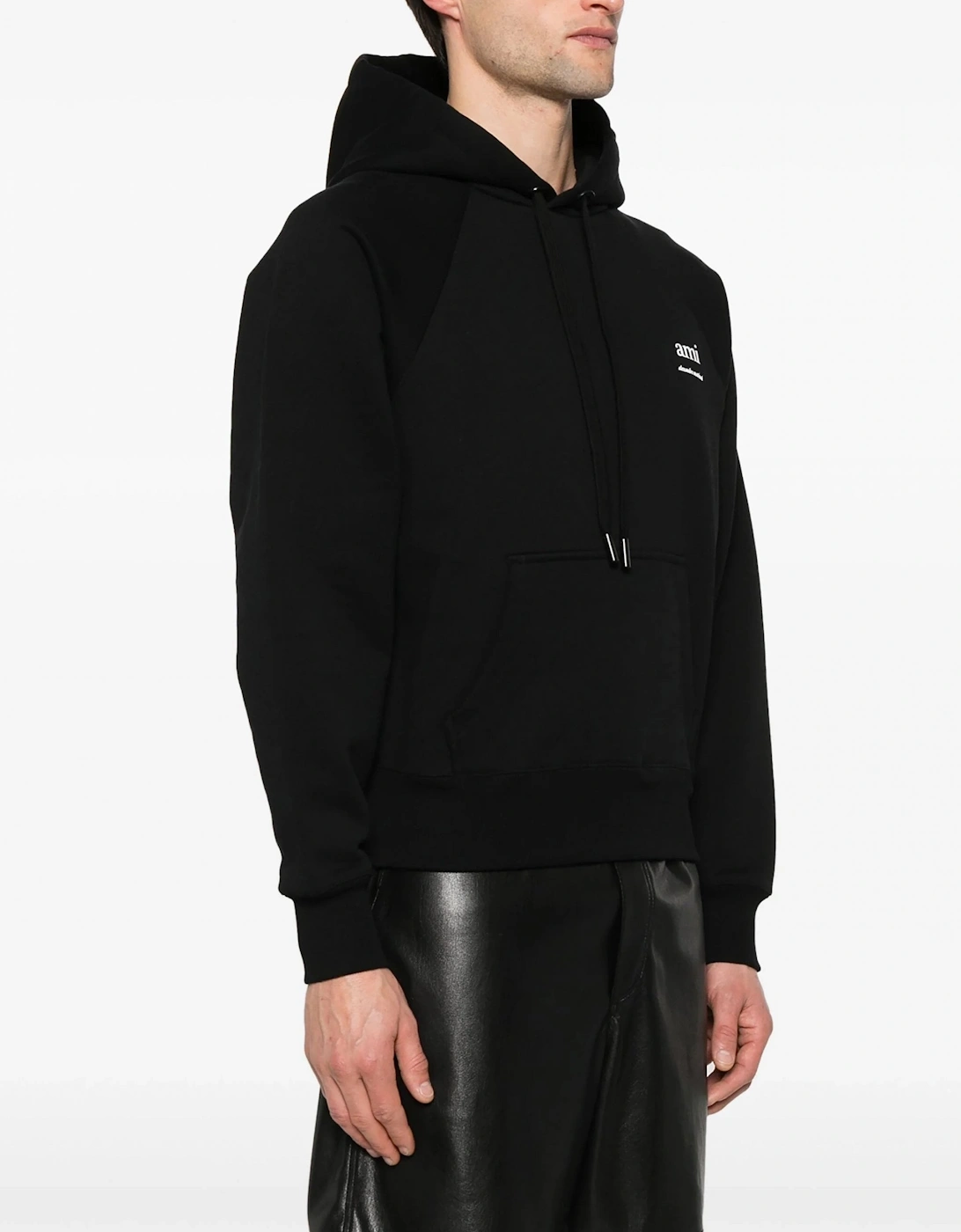 Branded Cotton Hooded Top Black
