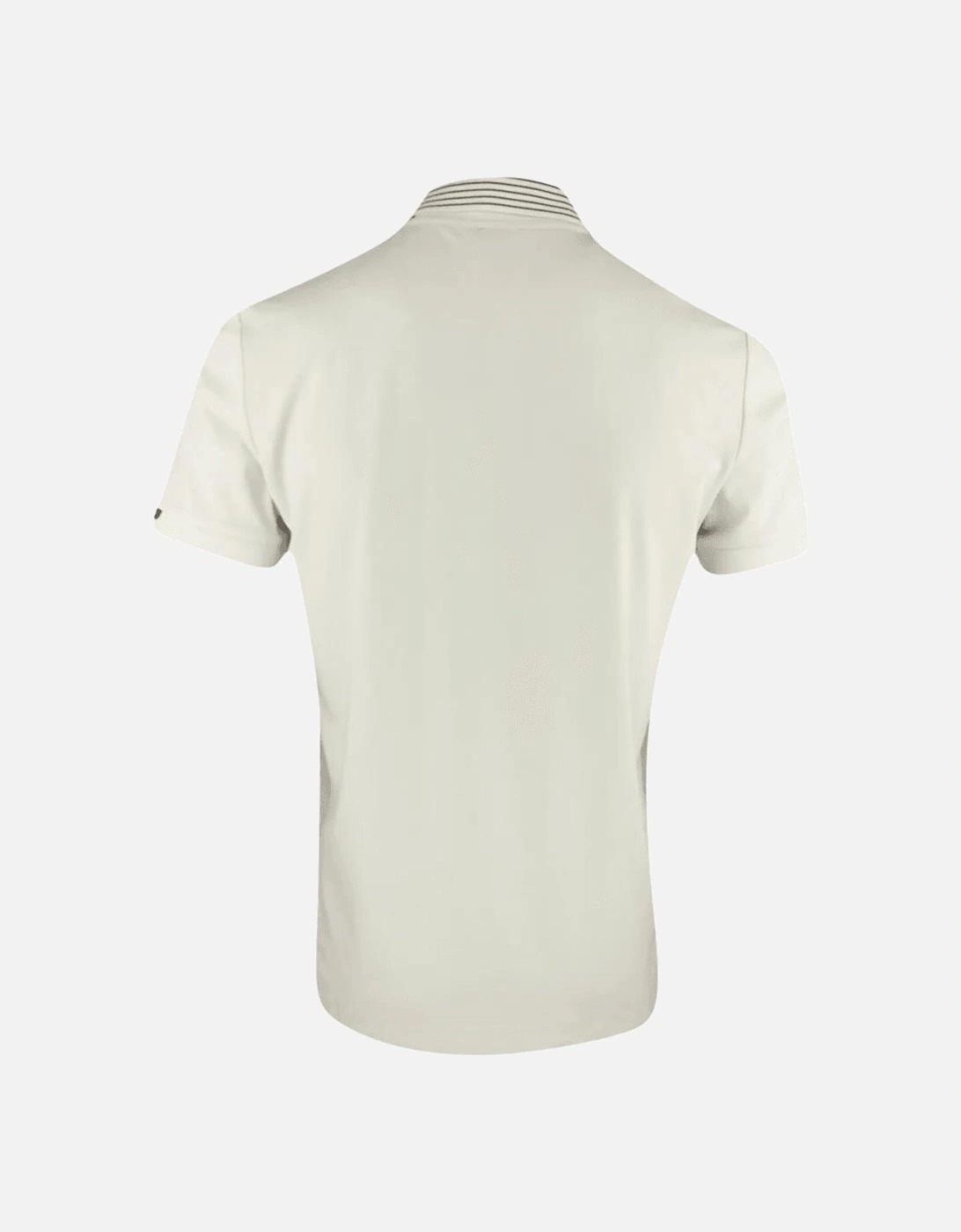 Stripe Collar Short Sleeve Beige Polo Shirt
