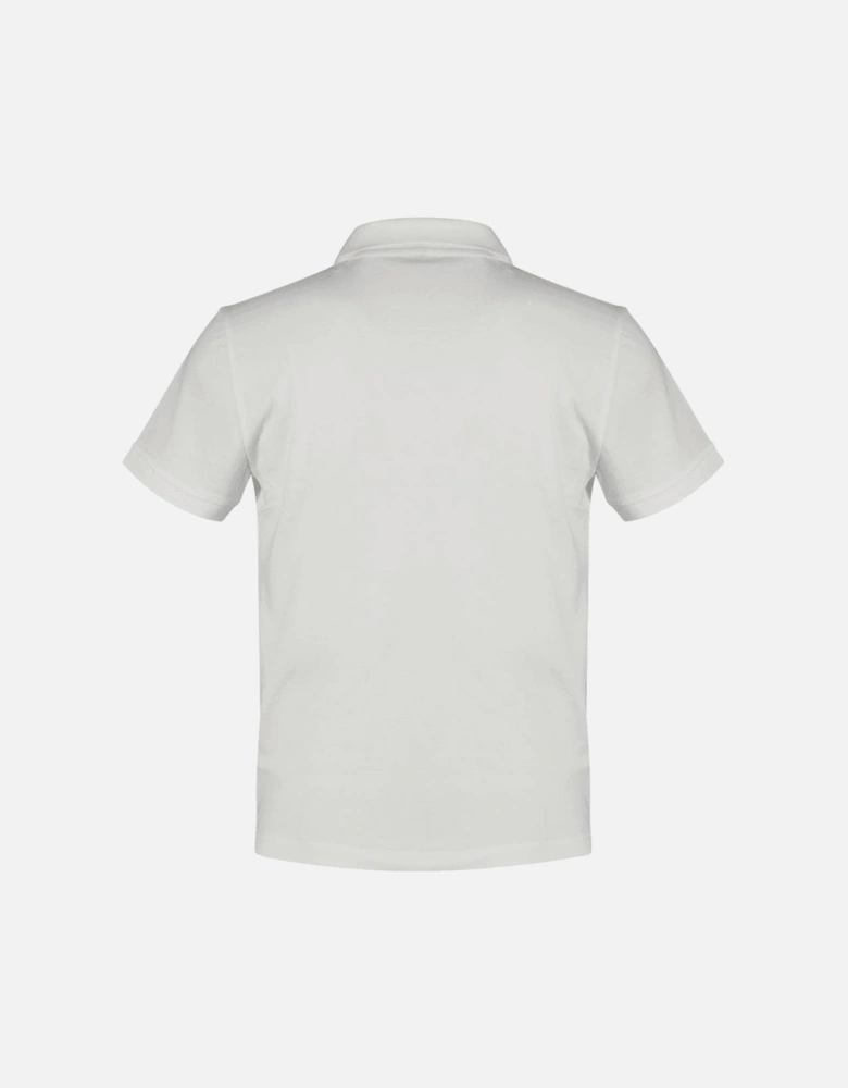 Gold Plaque Logo Short Sleeve White Polo Shirt