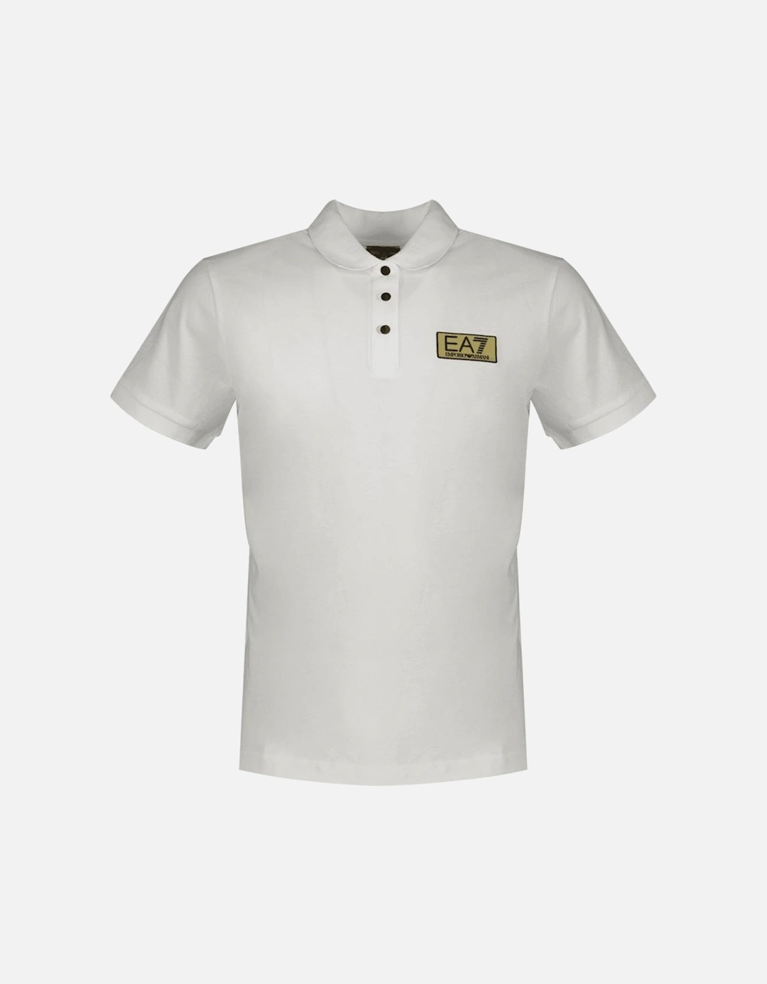 Gold Plaque Logo Short Sleeve White Polo Shirt, 3 of 2