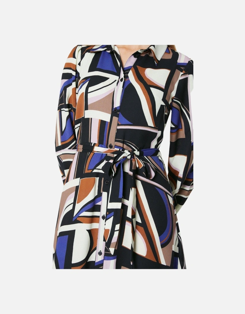 Womens/Ladies Abstract Belt Shirt Dress