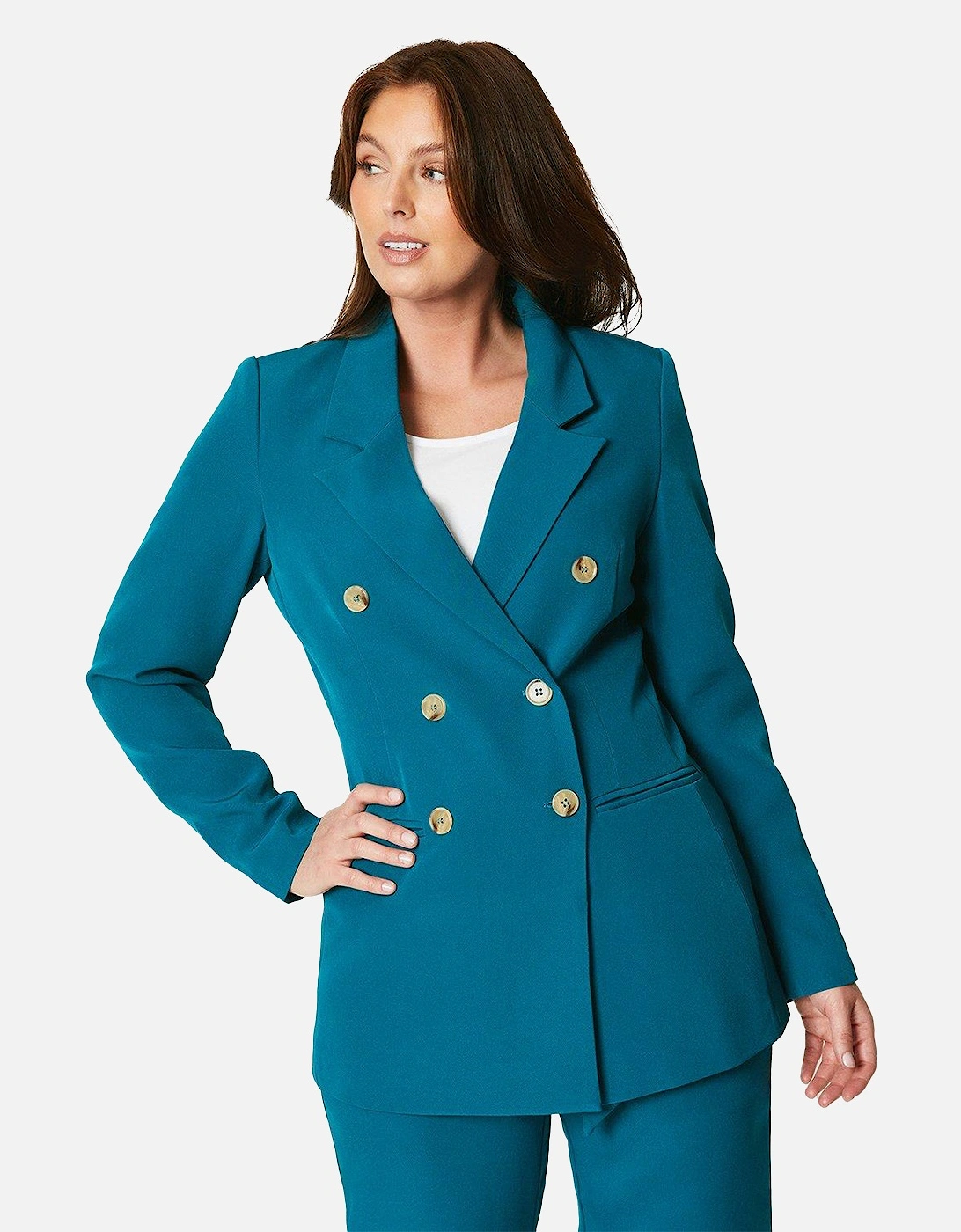 Womens/Ladies Double-Breasted Longline Blazer, 6 of 5