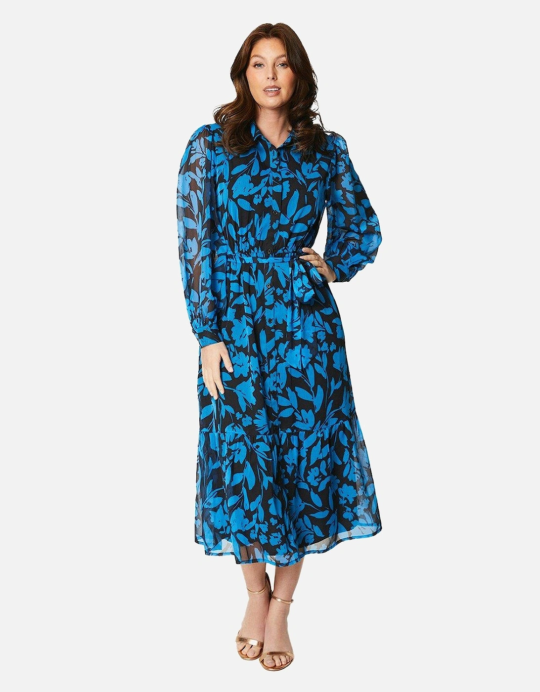 Womens/Ladies Floral Tiered Shirt Dress, 6 of 5