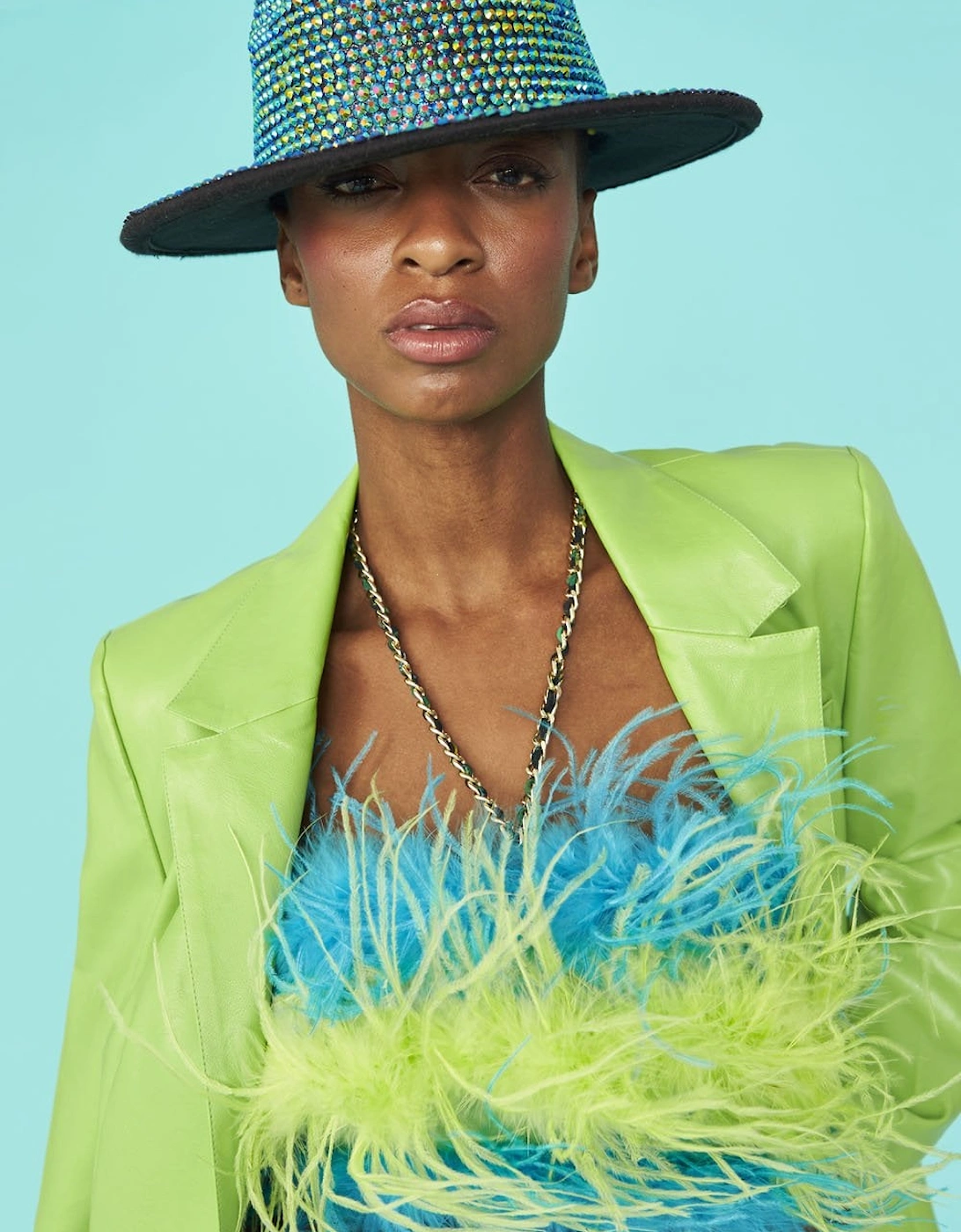 Turquoise Sequin Jackson Top Hat