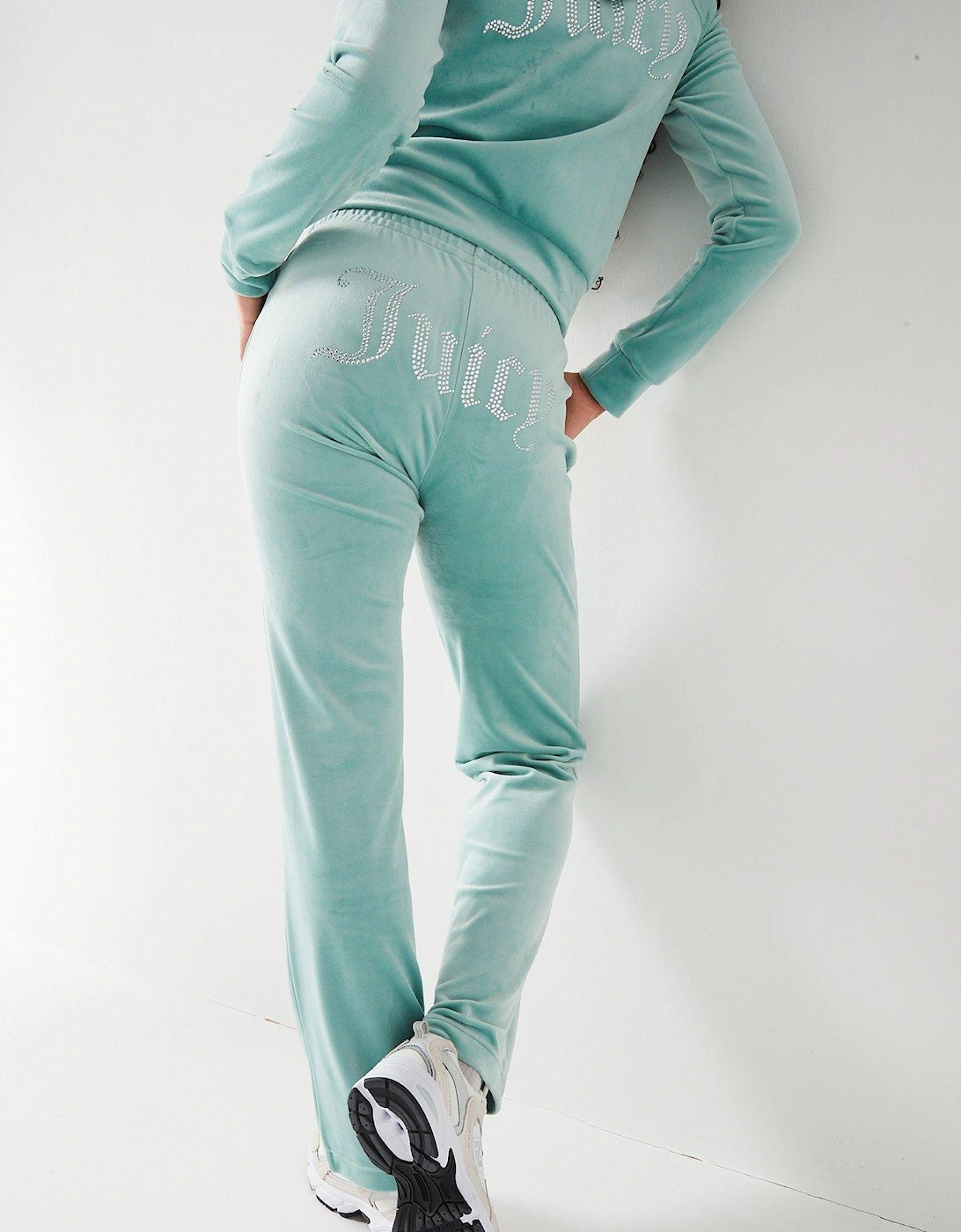 Classic Track Pants With Diamante Logo - Green