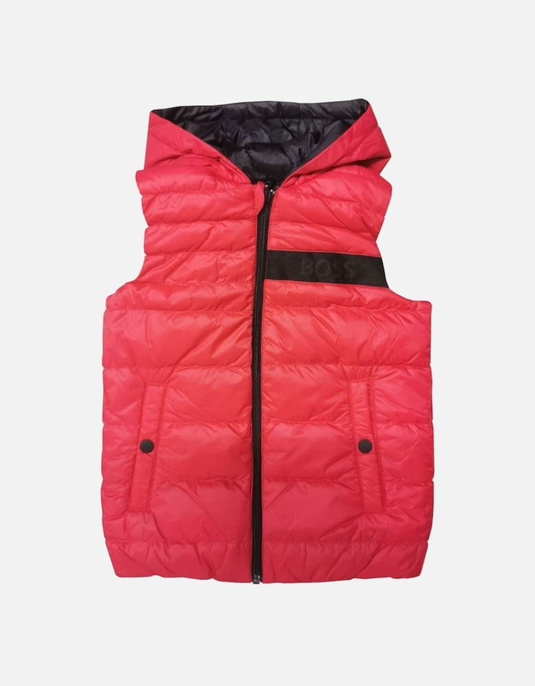 Boy's Reversible Red And Black Gilet.