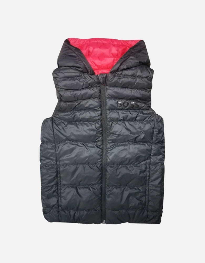 Boy's Reversible Red And Black Gilet.