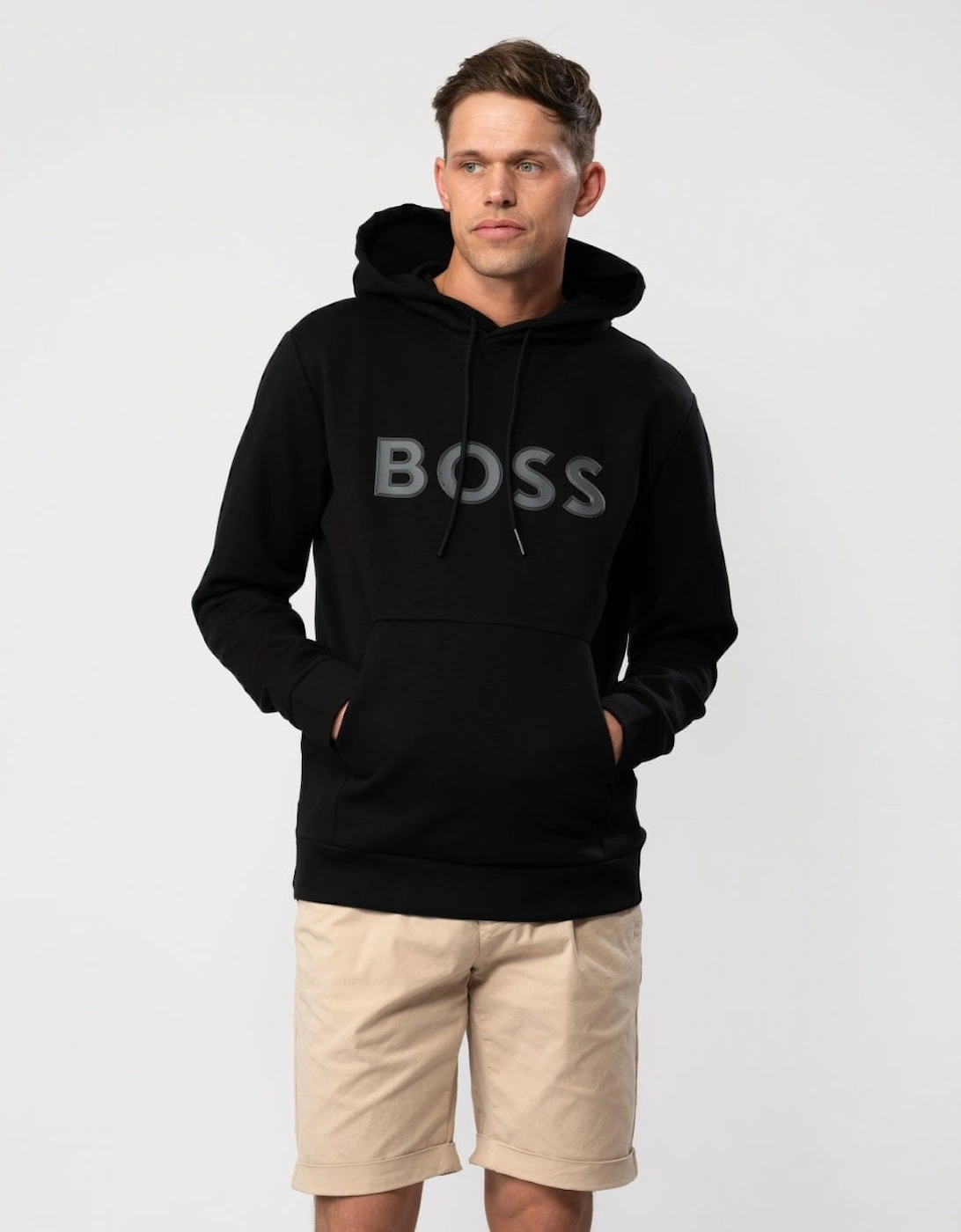 BOSS Green Soody 1 Mens Pullover Hoodie with Logo Print, 5 of 4