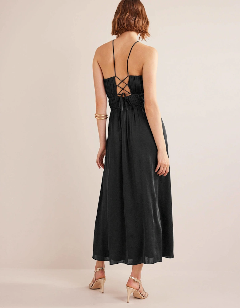 Ruched Bust Satin Maxi Dress