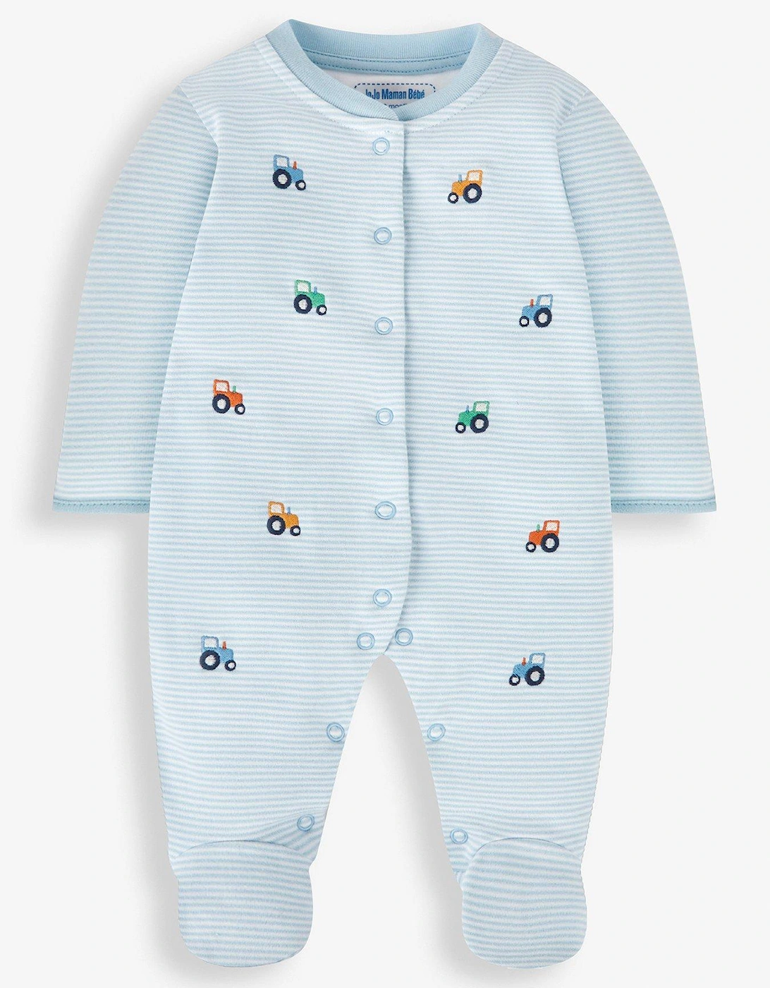 Boys Tractor Embroidered Sleepsuit - Blue, 5 of 4