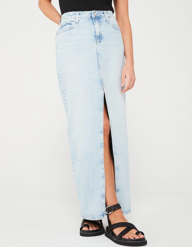 Denim Maxi Skirt - Blue