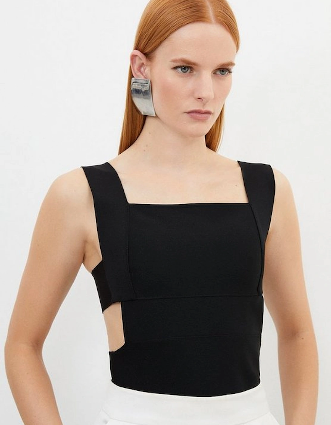 Figure Form Bandage Knit Square Neck Cut Out Top, 5 of 4