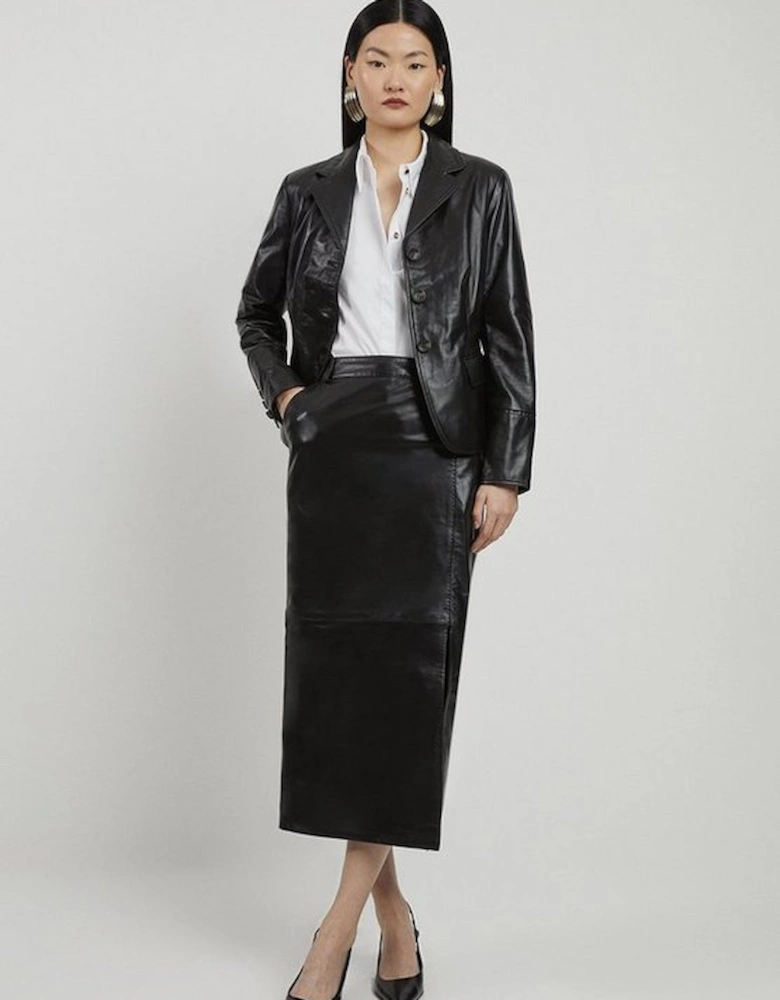 Leather Tailored Maxi Skirt