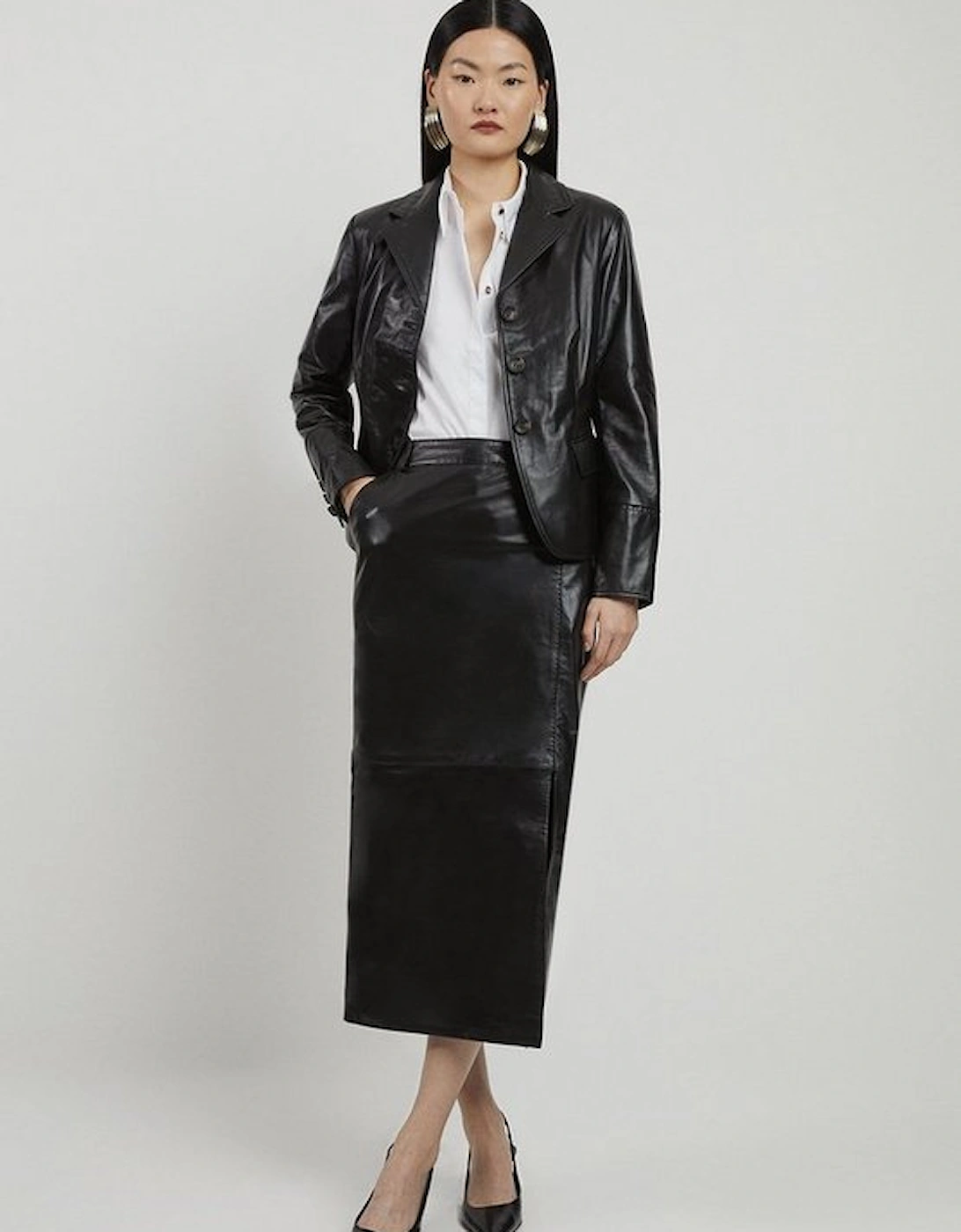 Leather Tailored Maxi Skirt, 5 of 4