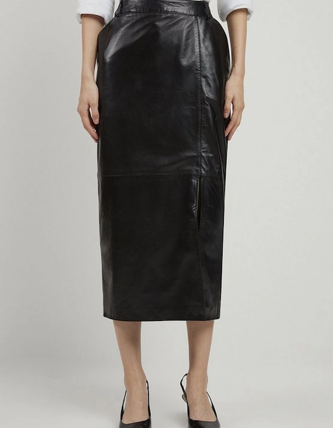 Leather Tailored Maxi Skirt