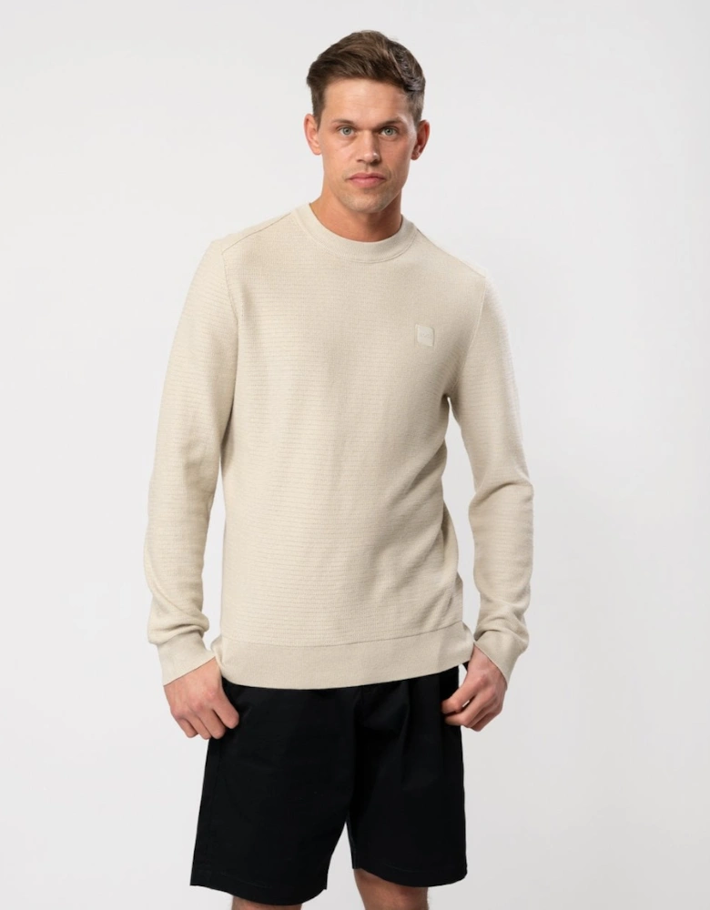 Orange Anion Mens Cotton-Cashmere Regular-Fit Sweater with Logo Patch