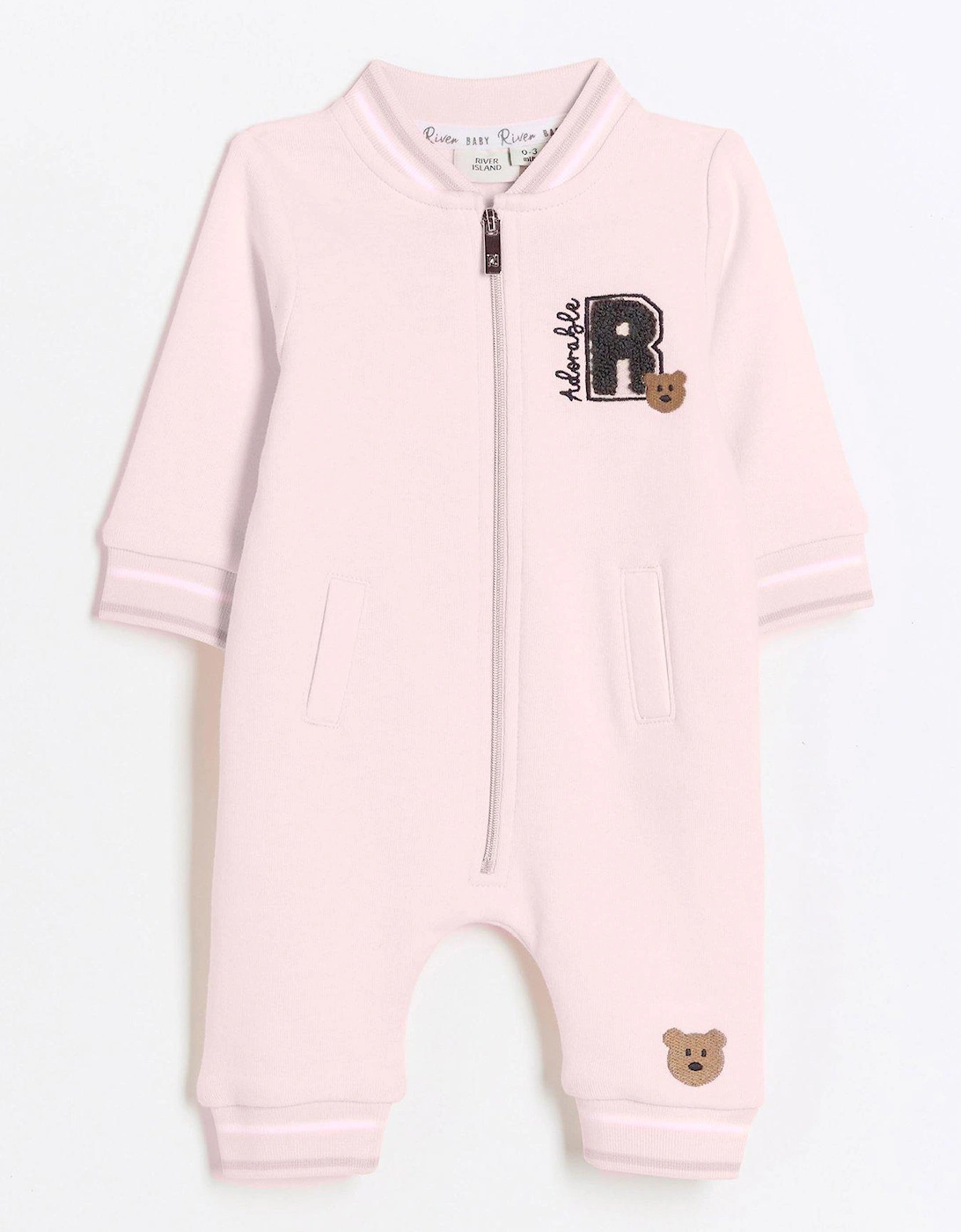 Baby Girls Bear Zip Up All In One - Pink, 5 of 4