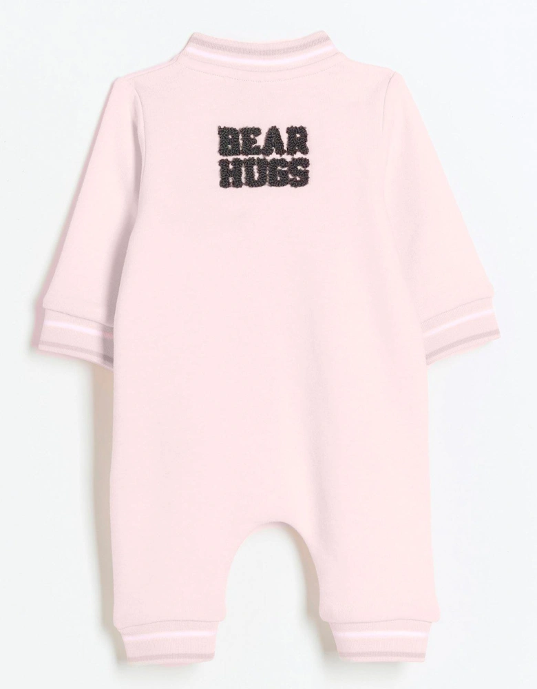 Baby Girls Bear Zip Up All In One - Pink