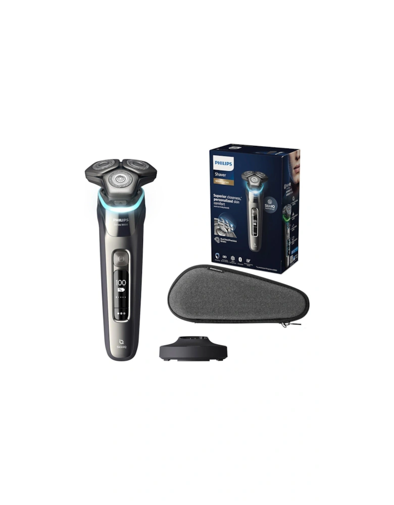 Series 9000 Wet & Dry Electric Shaver with SkinIQ technology, with Charging stand and Travel case S9974/35