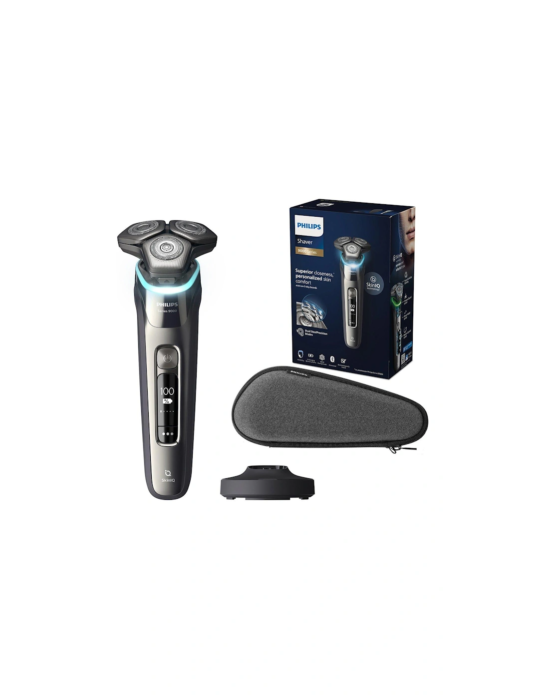 Series 9000 Wet & Dry Electric Shaver with SkinIQ technology, with Charging stand and Travel case S9974/35, 2 of 1
