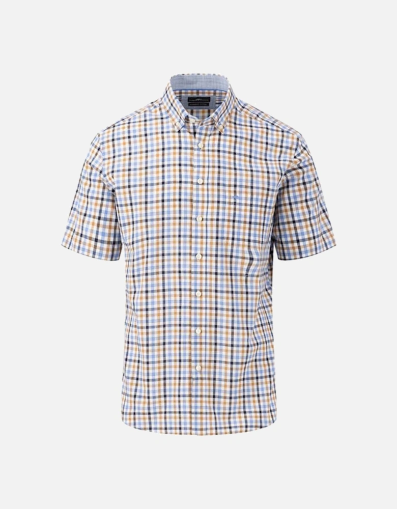 Fynch-Hatton Men's Summer Slub Check Shirt Navy