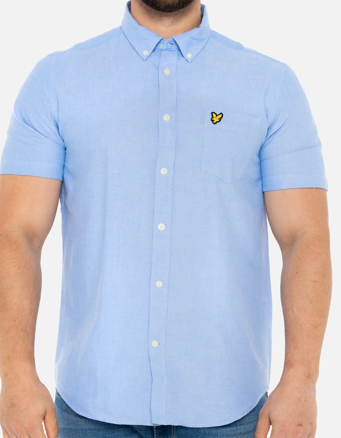 Lyle & Scott Mens Short Sleeve Oxford Shirt (Light Blue), 8 of 7