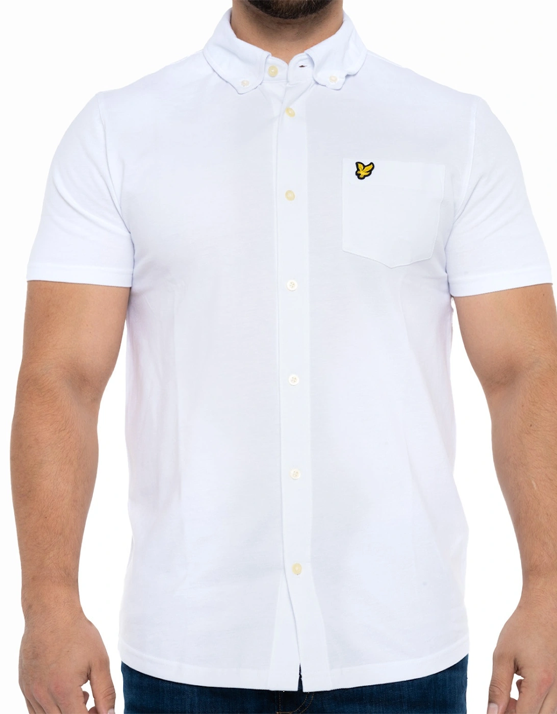 Lyle & Scott Mens Short Sleeve Pique Shirt (White), 8 of 7