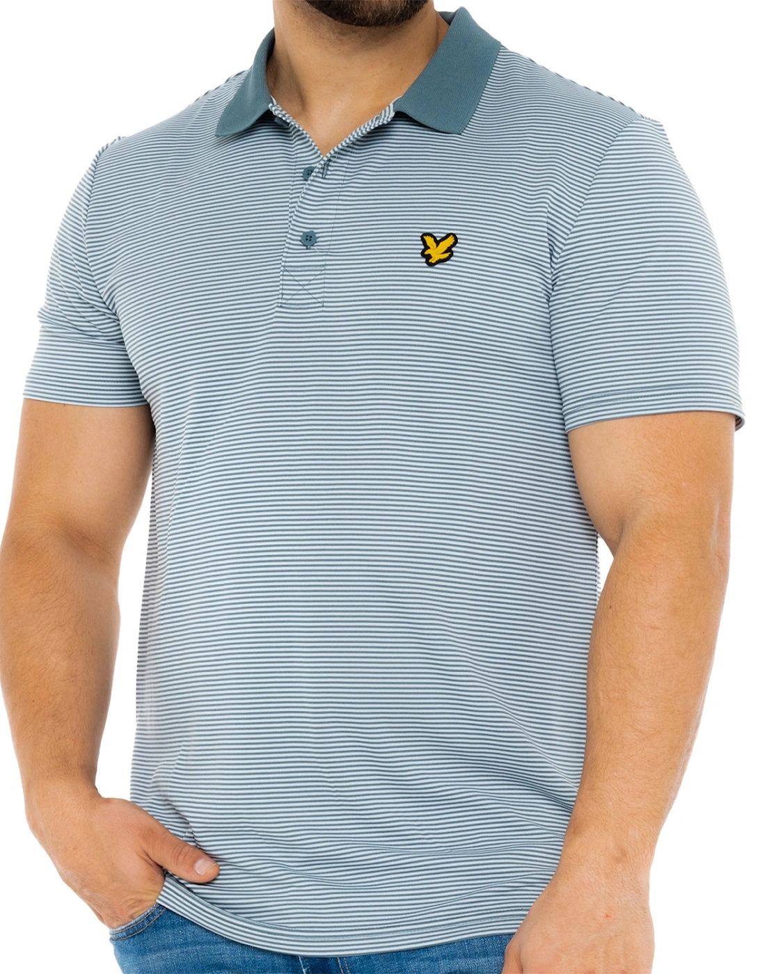 Lyle & Scott Mens Golf Microstripe Polo Shirt (Iron)