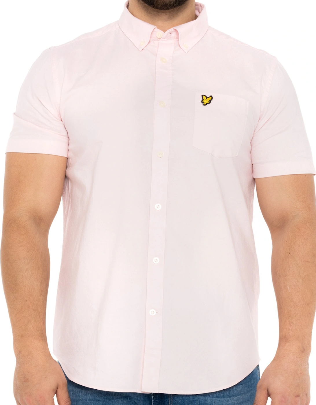 Lyle & Scott Mens Short Sleeve Oxford Shirt (Pink), 8 of 7