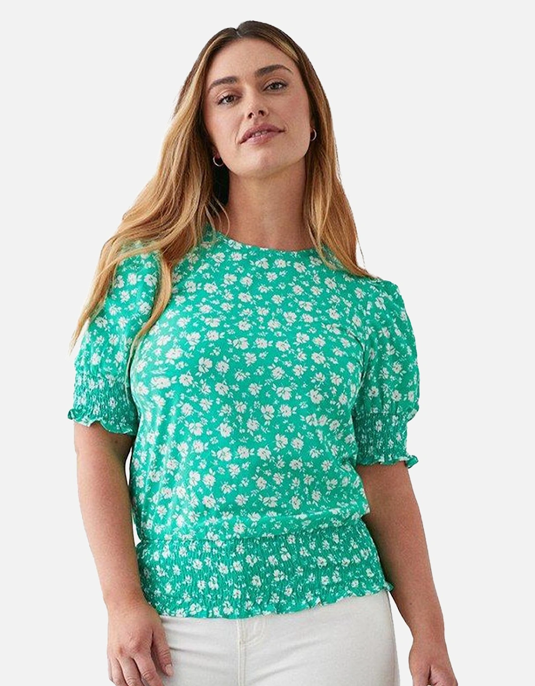 Womens/Ladies Ditsy Print Shirred Top, 5 of 4