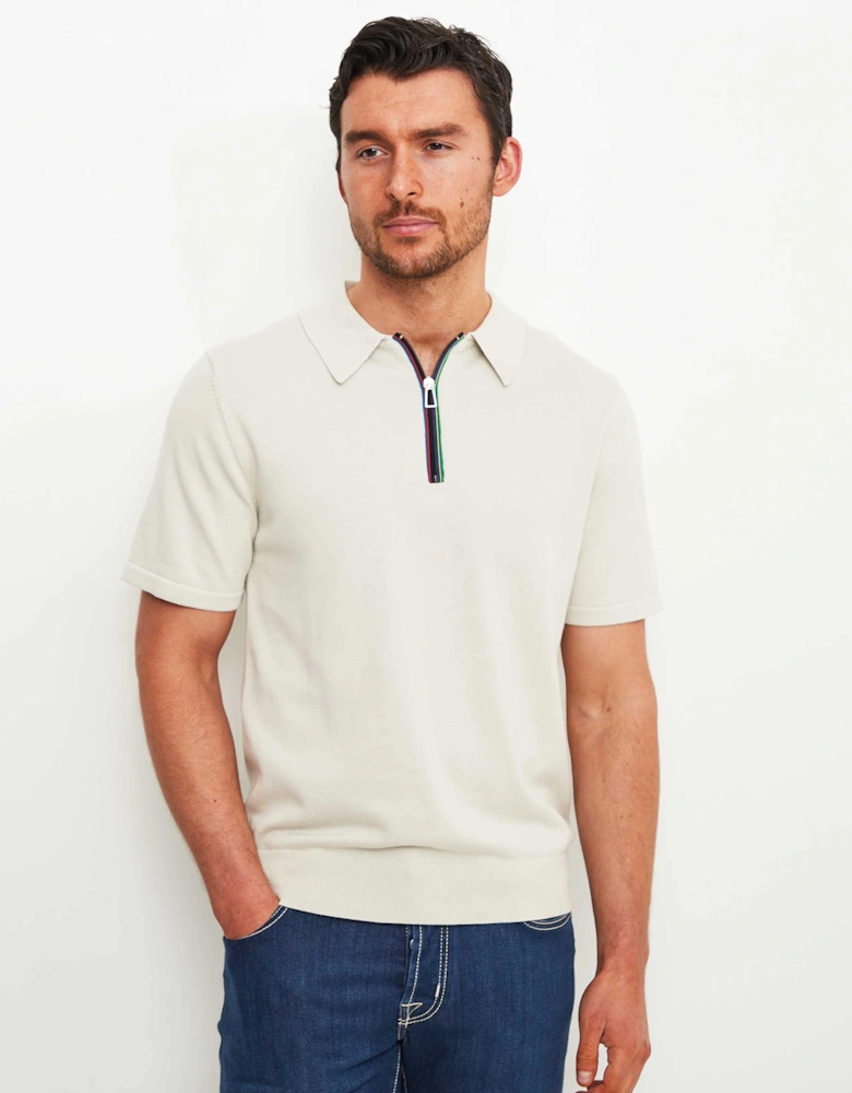 Knitted Zip Polo Shirt
