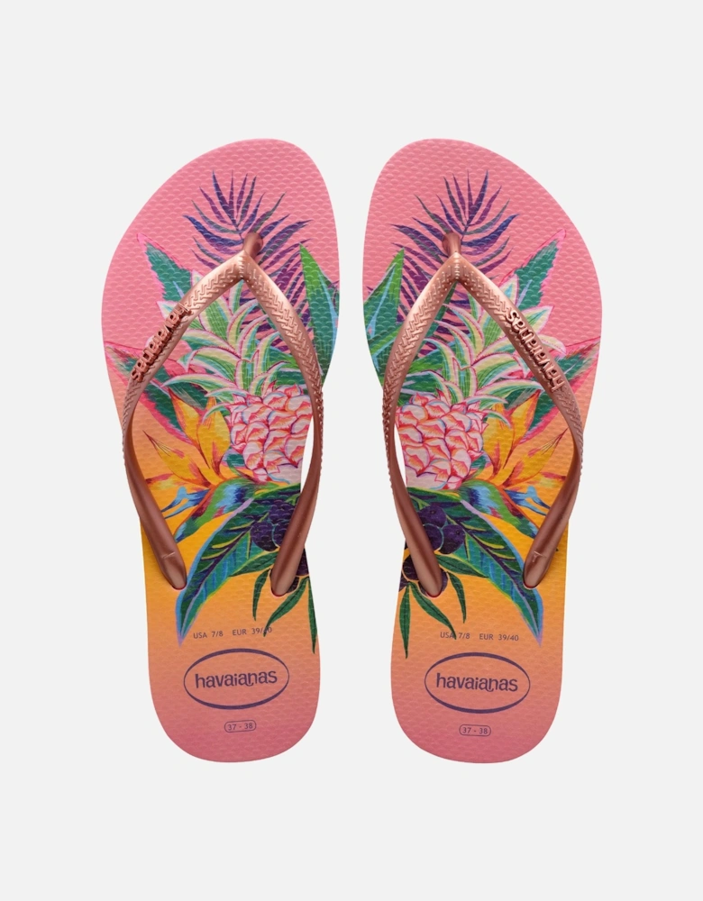 Slim Tropical Flip Flops - Pink Porcelin - 6/7 UK