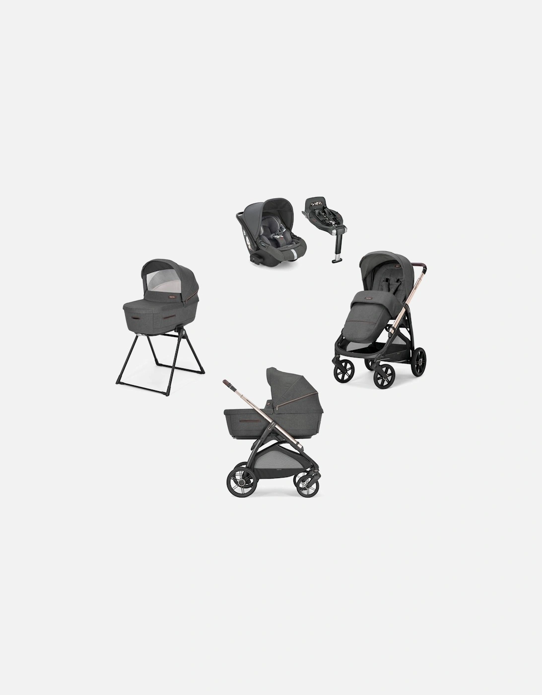 Aptica System Velvet Grey, chassis color Palladio, car seat Darwin Infant Recline and 360° i-Size base, 6 of 5