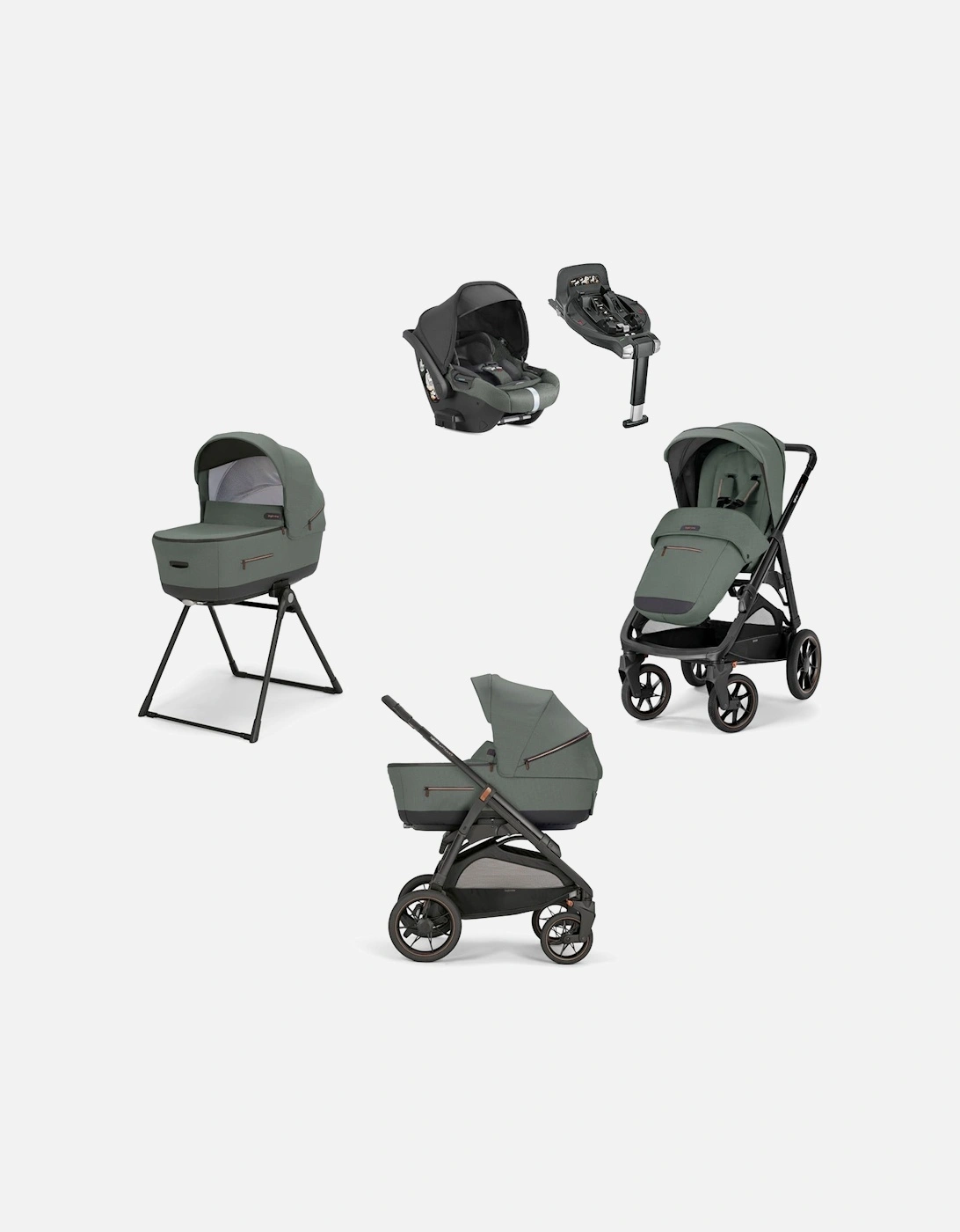 Aptica XT System Taiga Green, Darwin Infant Recline car seat, 360° i-Size base, Black chassis, 6 of 5