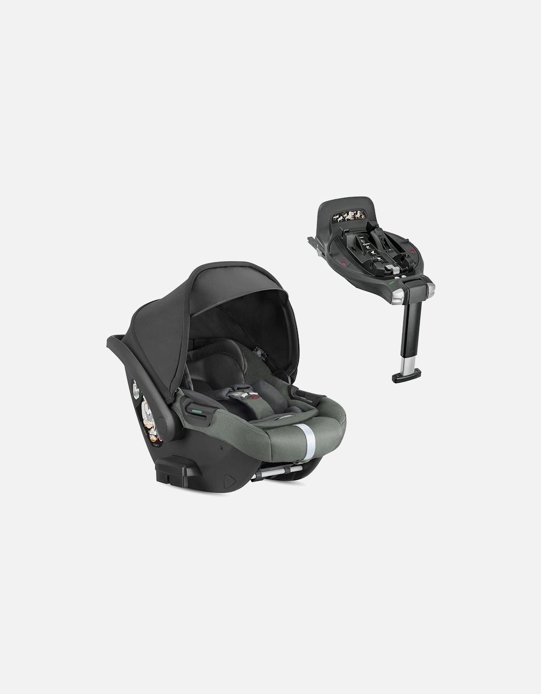 Aptica XT System Taiga Green, Darwin Infant Recline car seat, 360° i-Size base, Black chassis