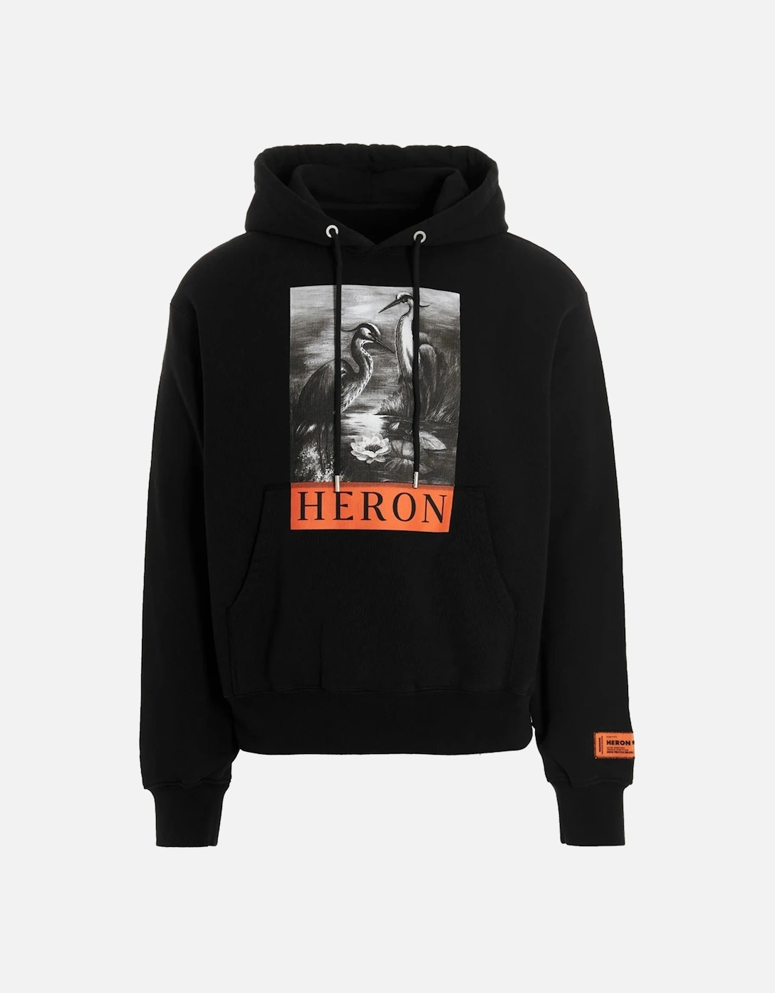 Heron Printed Hoodie in Black, 4 of 3