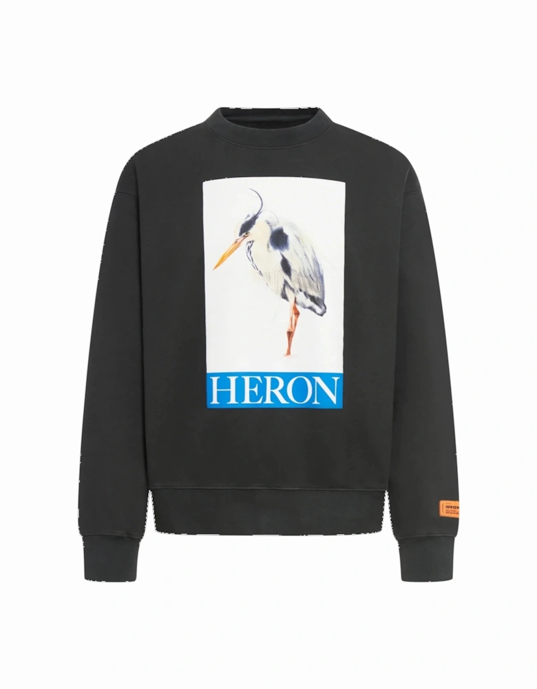 Bird Painted Crewneck Sweatshirt in Black