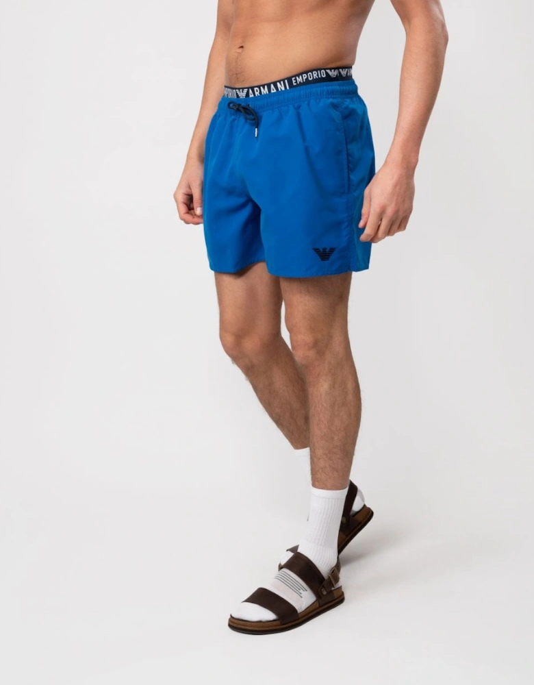 Mens Logo Waistband Woven Swim Shorts