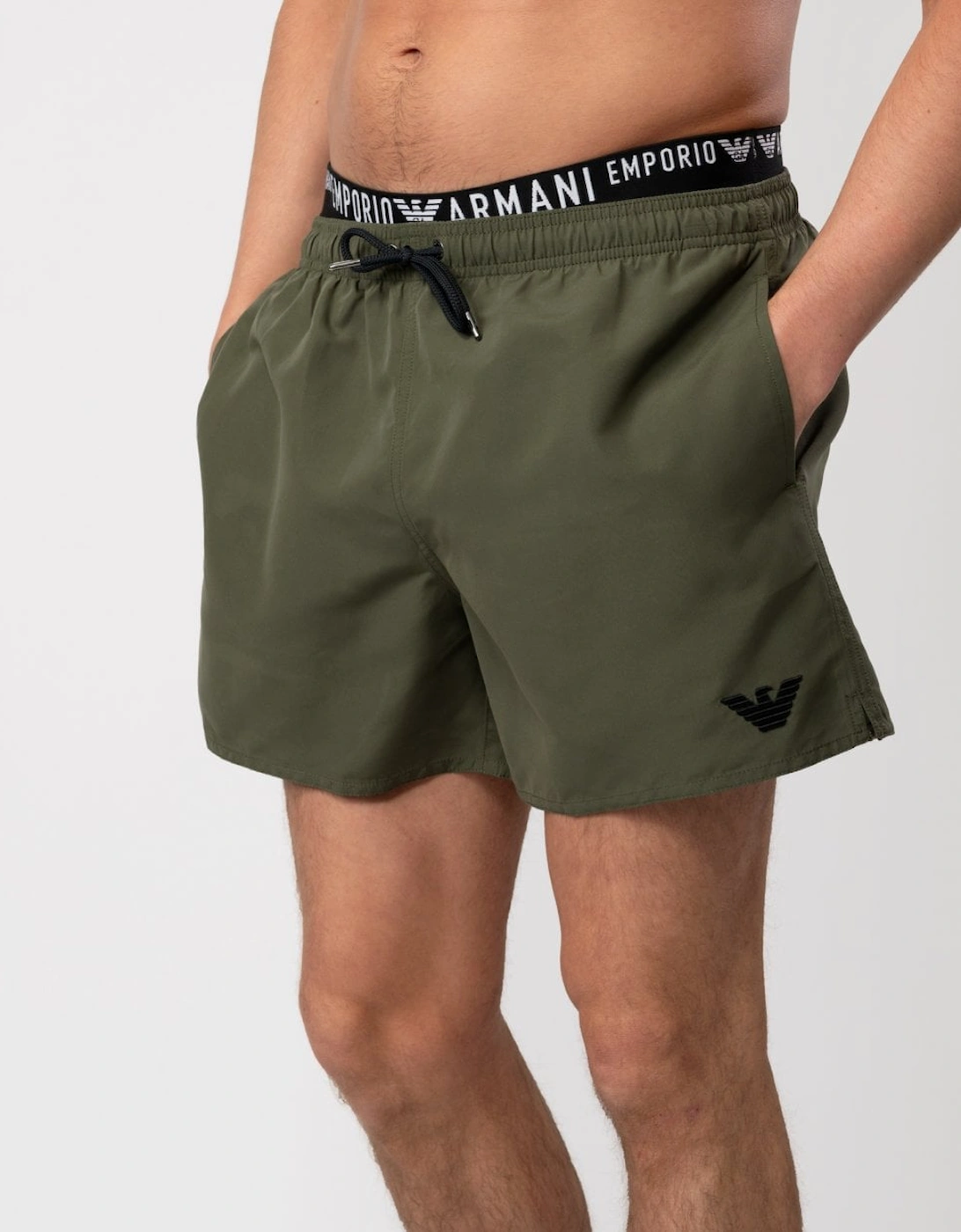 Mens Logo Waistband Woven Swim Shorts