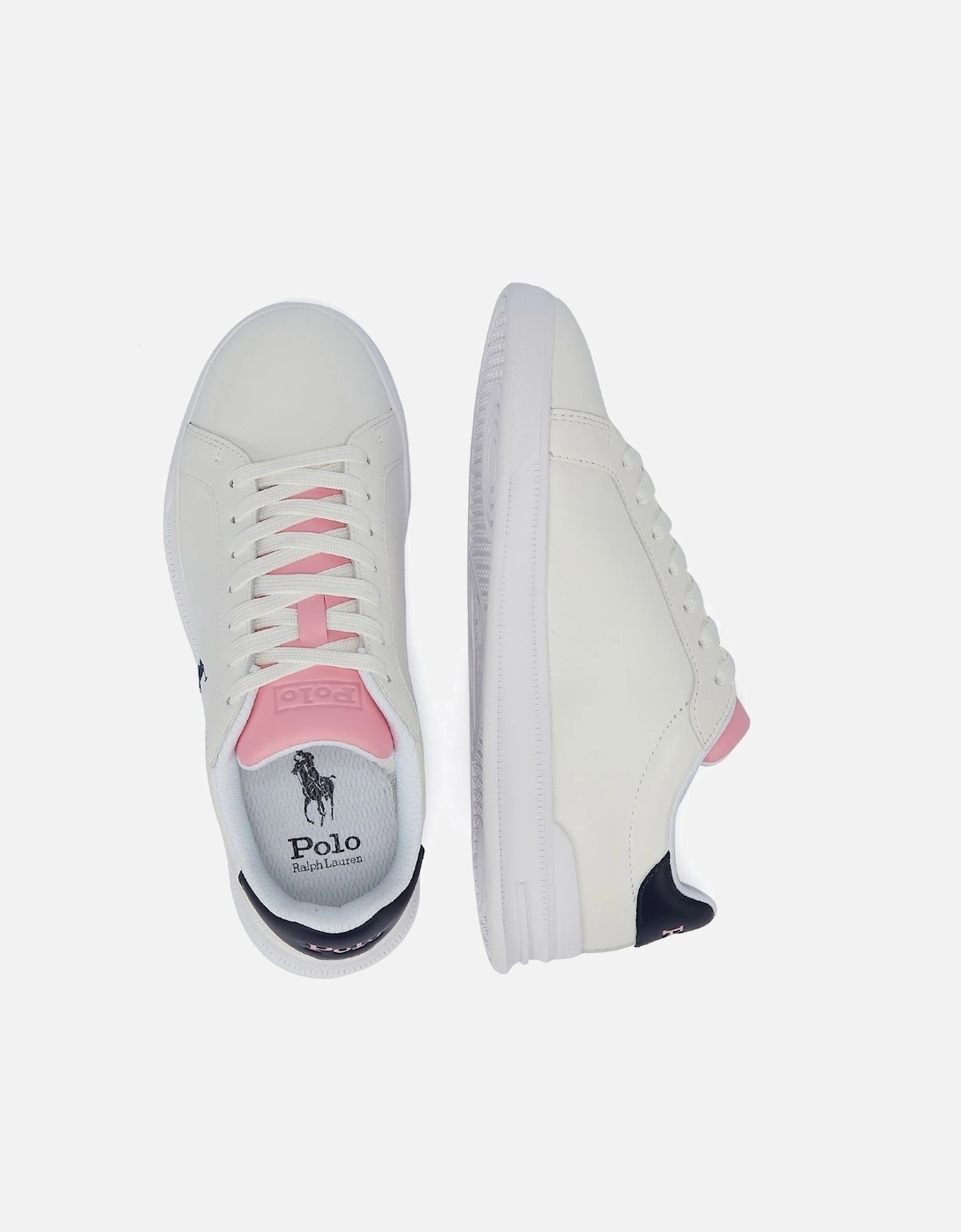 Heritage Court White/Pink Leather Trainers