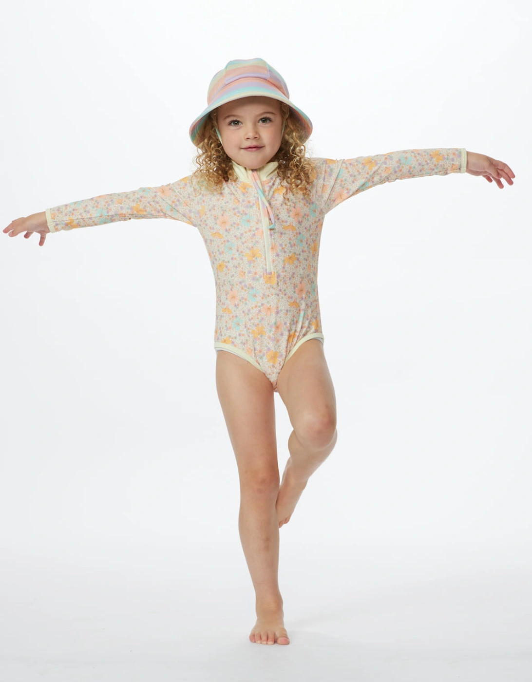 Ripcurl Rip Curl Kids Crystal Long Sleeve UV Protect Front Zip Surf Suit - Multico - Size: 3 - 4 yrs